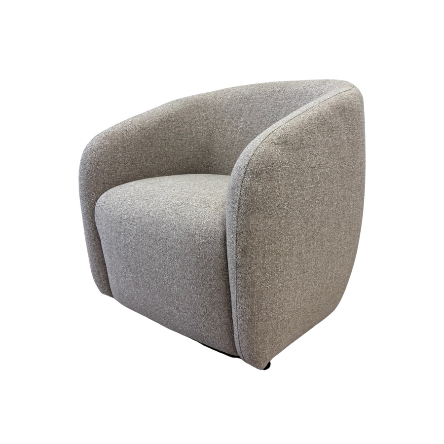 Curved Barrel Taupe Accent Chair
