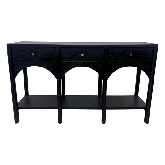 Black Arched Wood Console Table with Arched Detailing