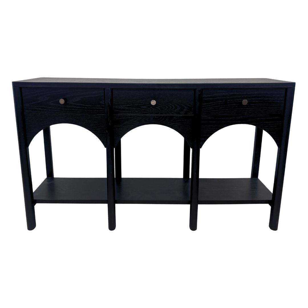 Black Arched Wood Console Table with Arched Detailing