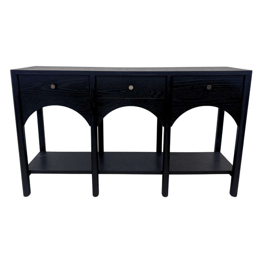 Black Arched Wood Console Table with Arched Detailing