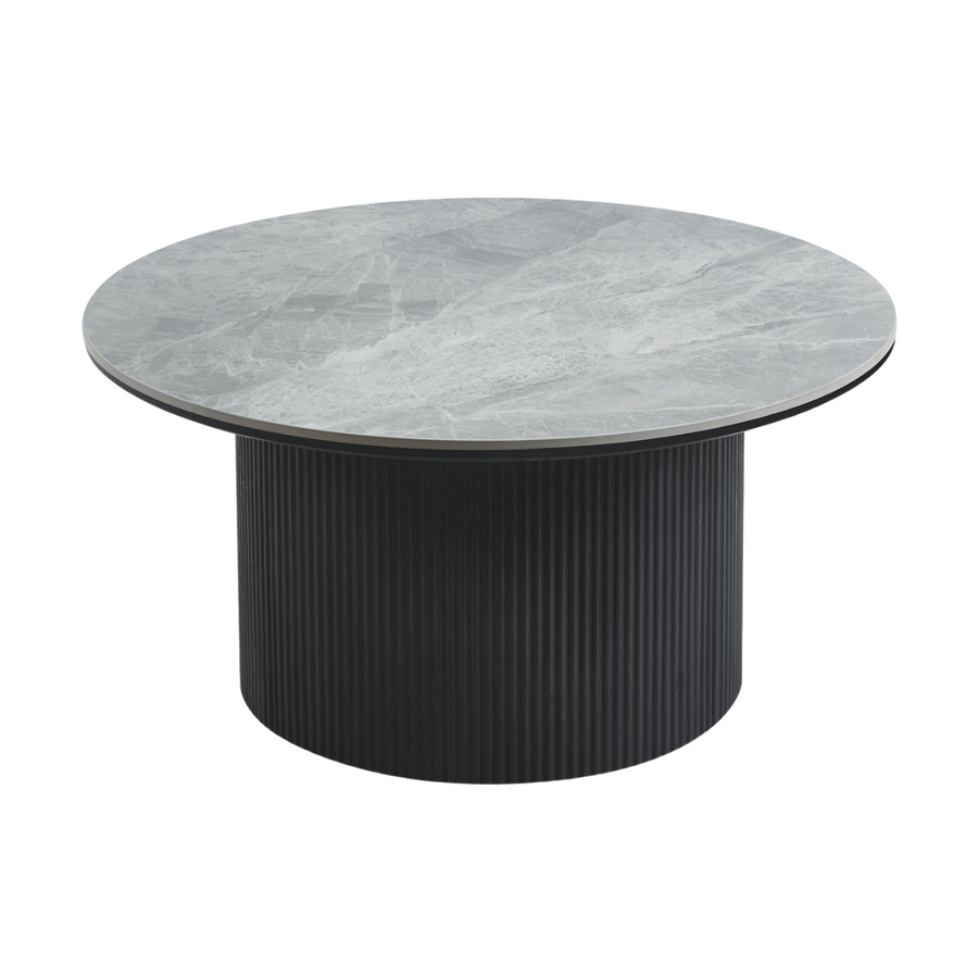 Roman Black Coffee Table with Grey Ceramic Top