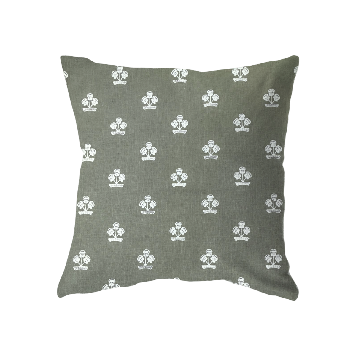 22x22 Green with Textured Embroidered Flowers