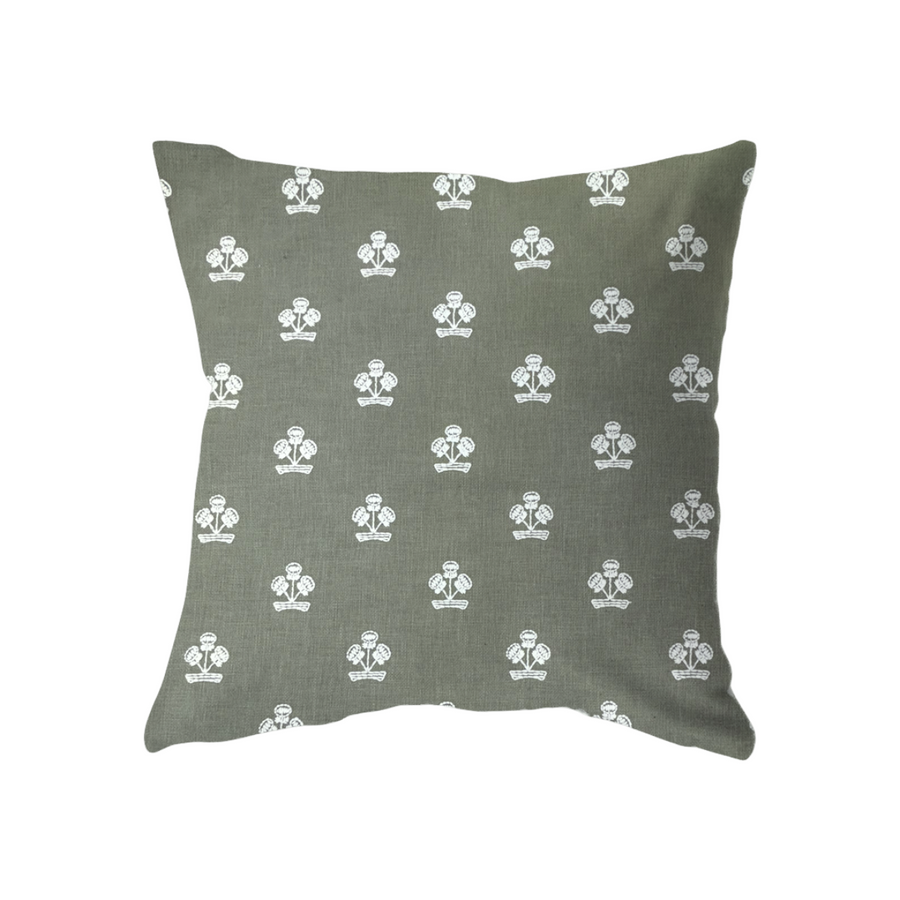 22x22 Green with Textured Embroidered Flowers