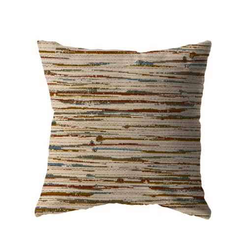18x18 - Random Stripes Beige, Grey, Blue, Orange & Red