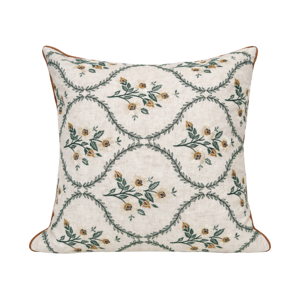 20x20 Pre-Stuffed Green and Yellow Floral Pillow