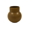 Vase - Round Wide Ceramic Ribbed Olive