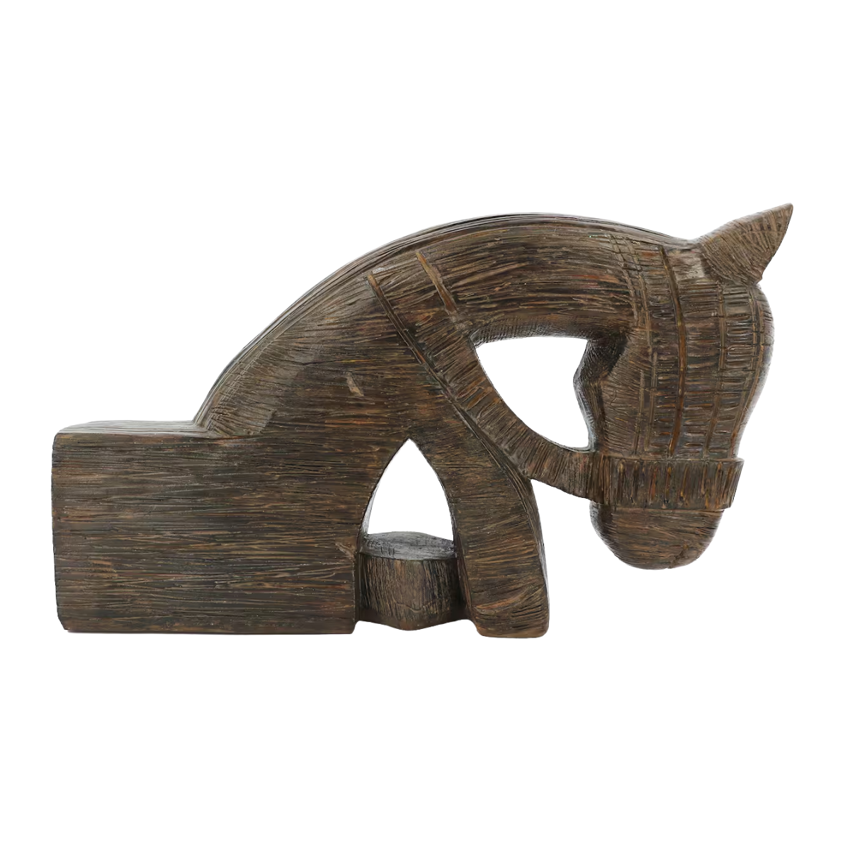 Wooden Brown Horse Sculpture