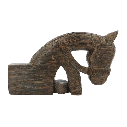 Wooden Brown Horse Sculpture