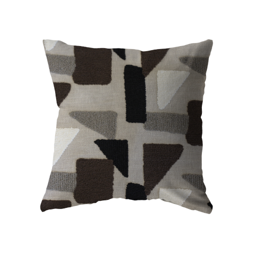 18x18 Beige with Brown, Black, Grey and White Rectangles and Triangles