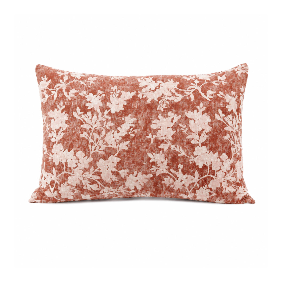 12x18 Terracotta Botanical Accent with Beige Back Pillow