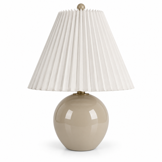 Table Lamp - Beige Ceramic Round