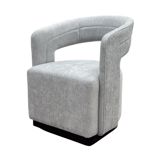 Swivel Grey Accent Chair With Wood Base
