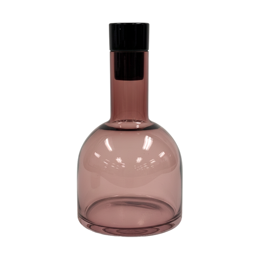 Pink Glass Bottle Vase with Long Neck