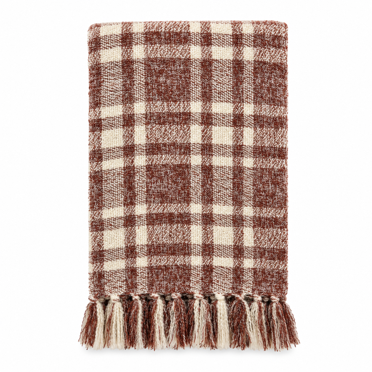 Throw - Plaid Fringed Rust