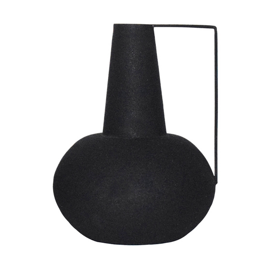 Monarda Textured Matte Black Iron Vase