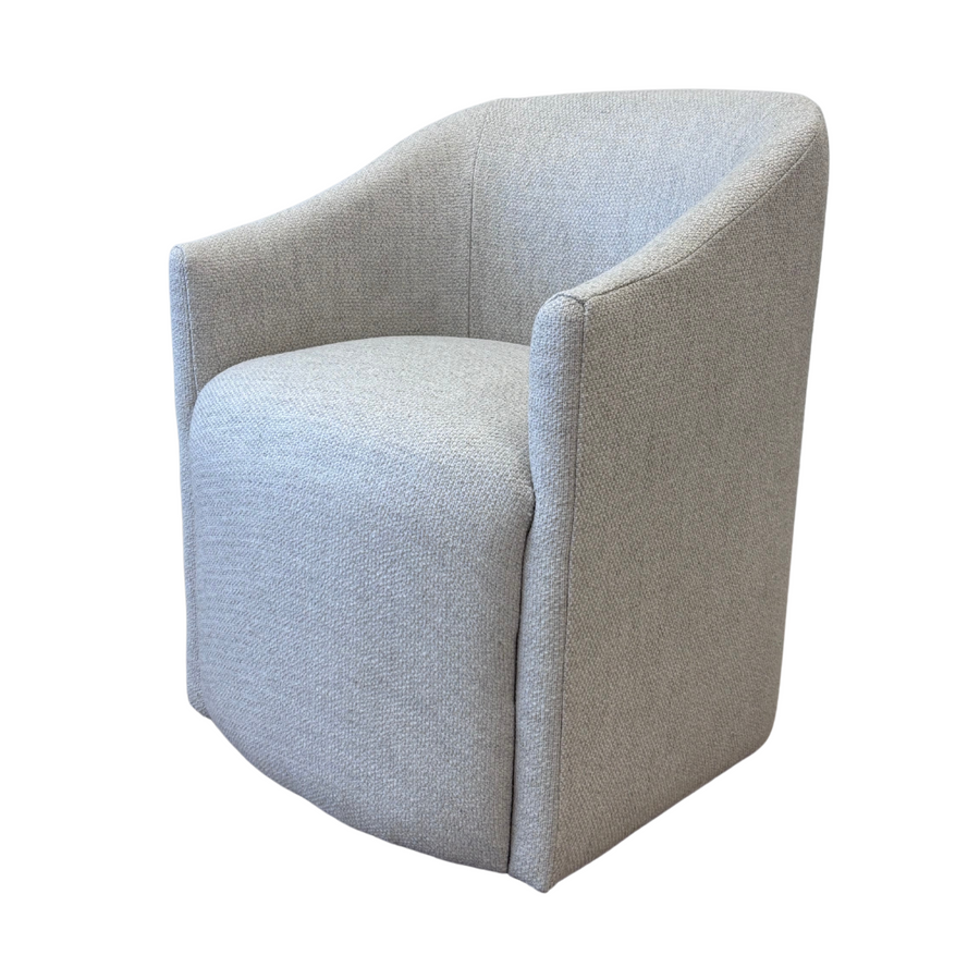 Curved Grey Accent Chair with Wheels