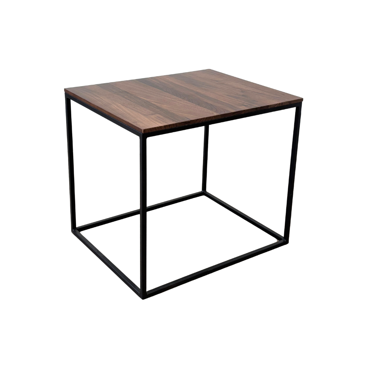 Walnut Top Small Side Nesting Table w/ Metal Frame