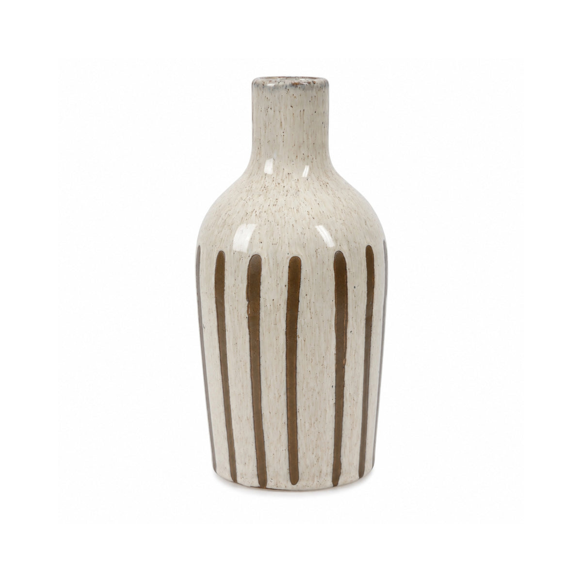 Ivory Striped Stoneware Vase