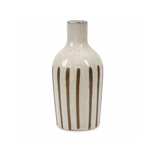 Ivory Striped Stoneware Vase