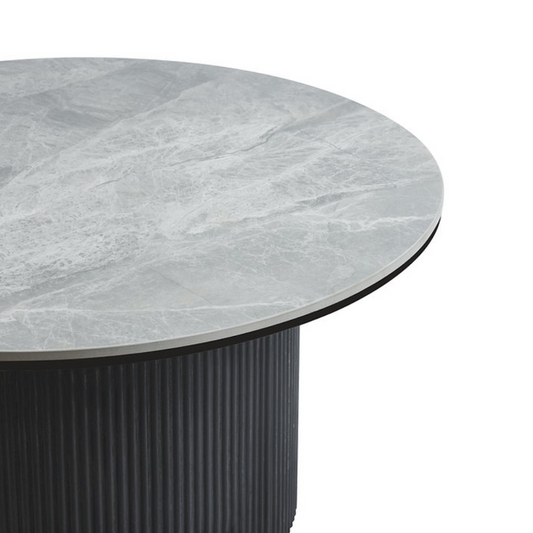 Roman Black Coffee Table with Grey Ceramic Top