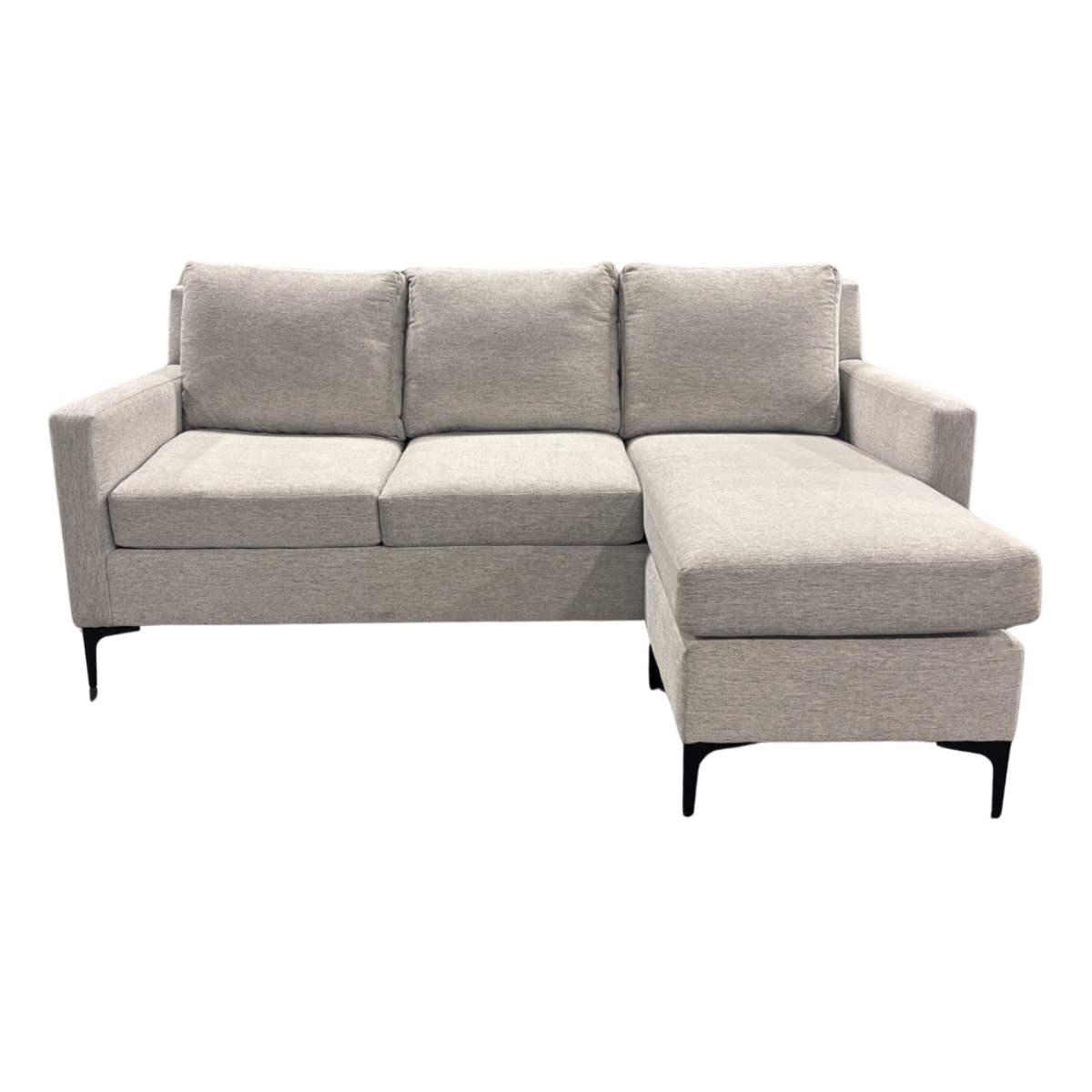 Walsh Cream Textured Condo Sectional with Black Metal Legs
