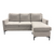 Walsh Cream Textured Condo Sectional with Black Metal Legs
