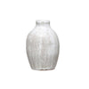 Round Terra-Cotta w/ Engraved Lines White Vase