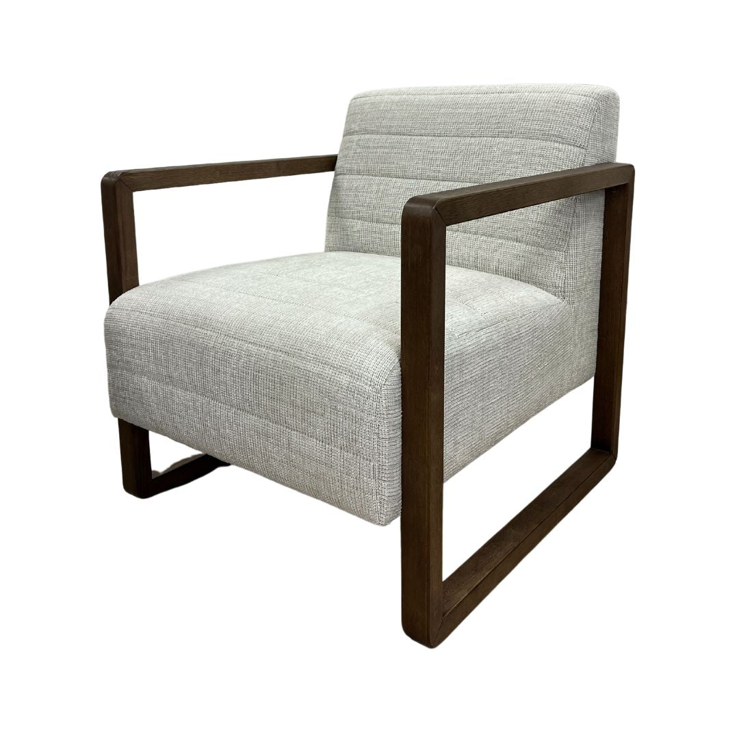 Light Grey Lounge Chair with Wood Frame