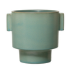 Matte Aqua Green Blue Planter wHandles