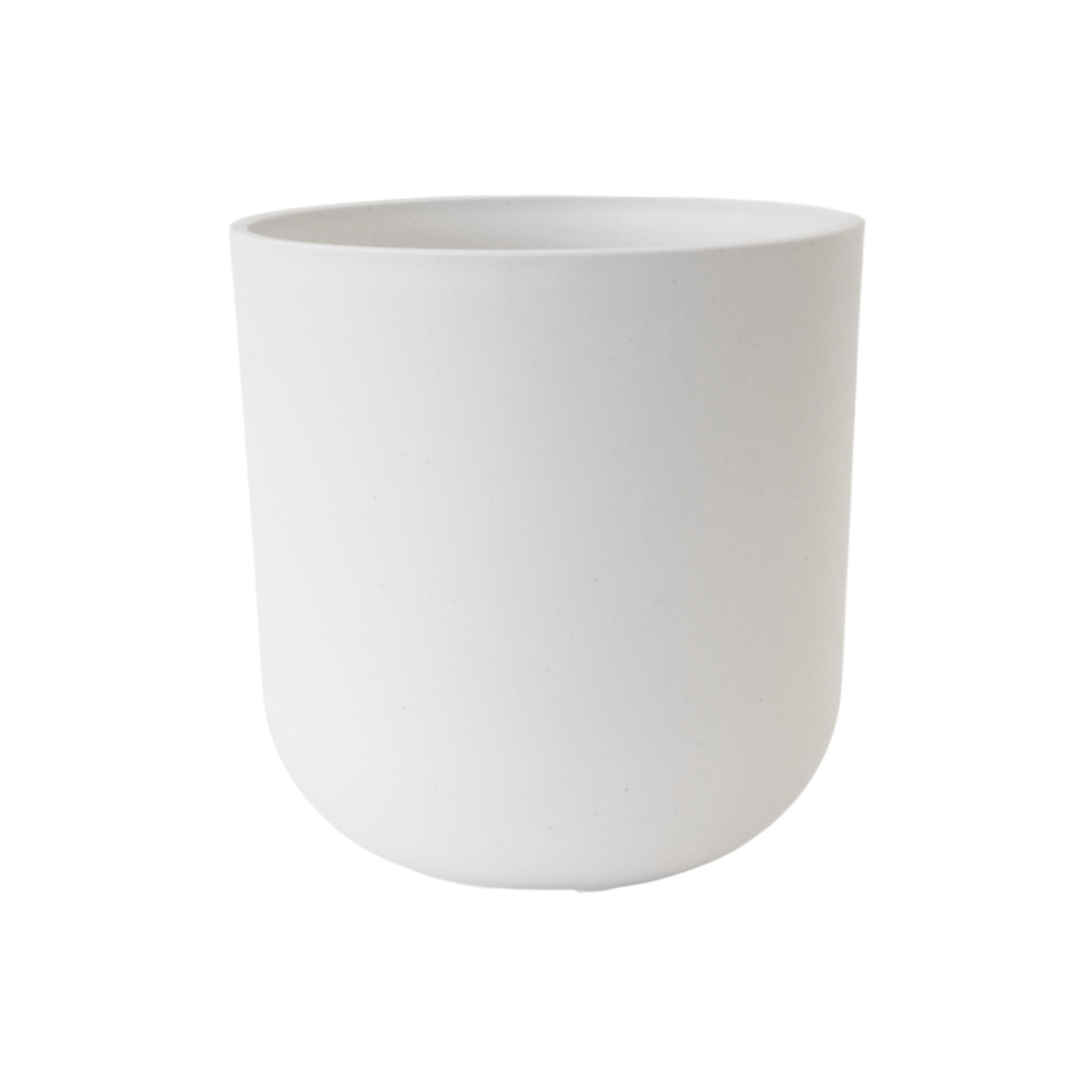 White Matte Plastic-Stone Medium Planter