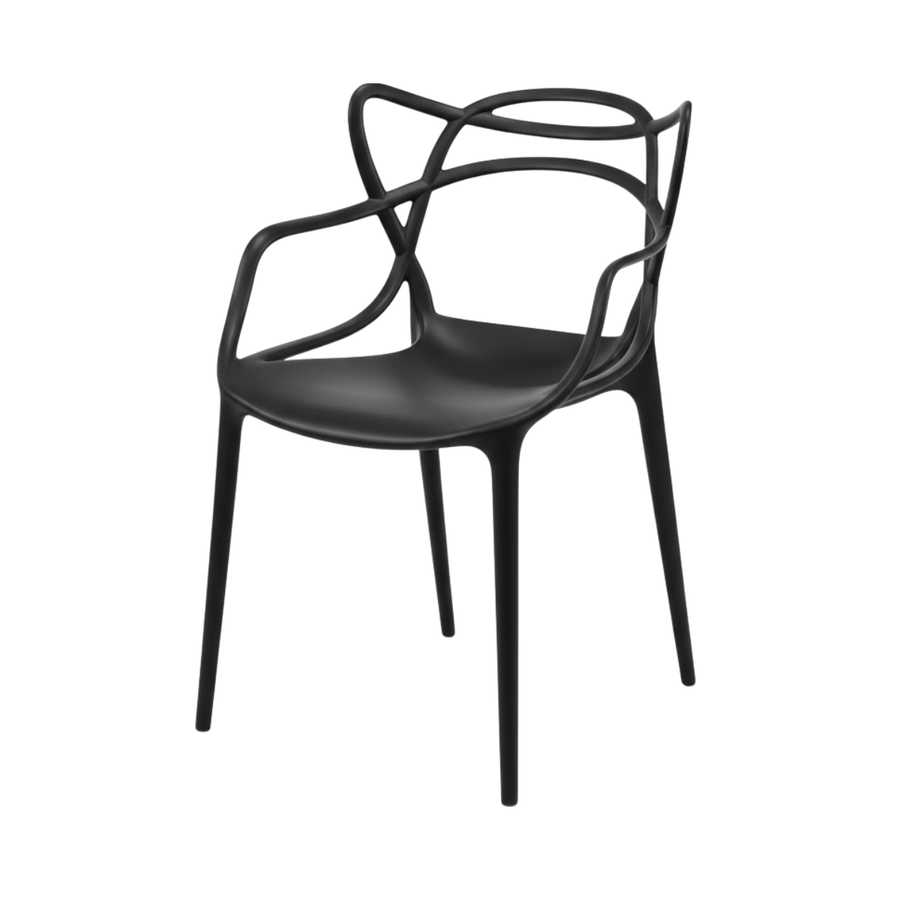 Patio Chair Curved Plastic Black