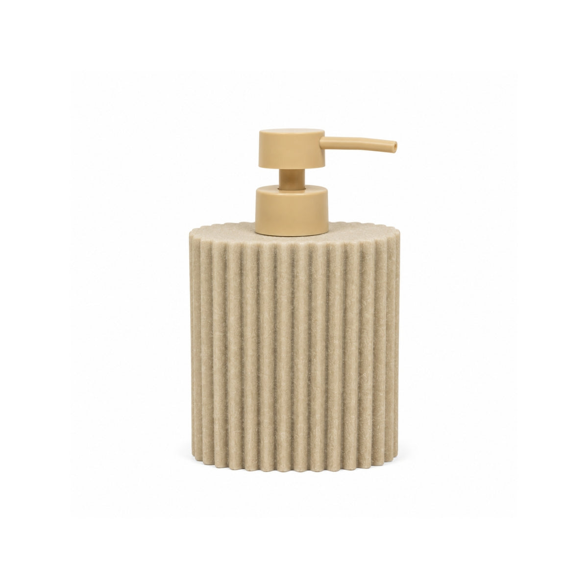 Ribbed Resin Beige Soap Dispenser