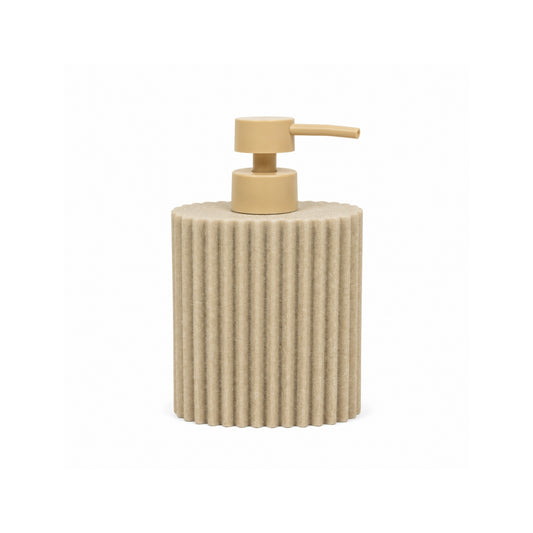 Ribbed Resin Beige Soap Dispenser