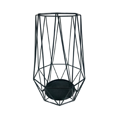 Black Decorative Diamond Hurricane Candle Holder