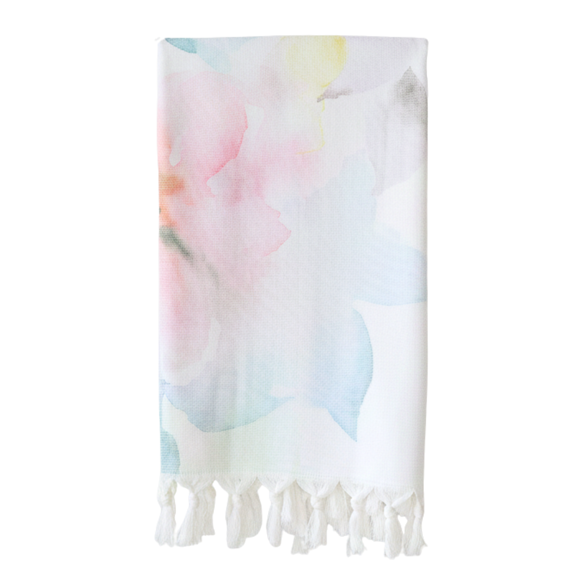 White With Floral Watercolour Throw