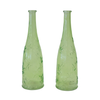 Medium Green Clear Glass w/ Flowers Vase