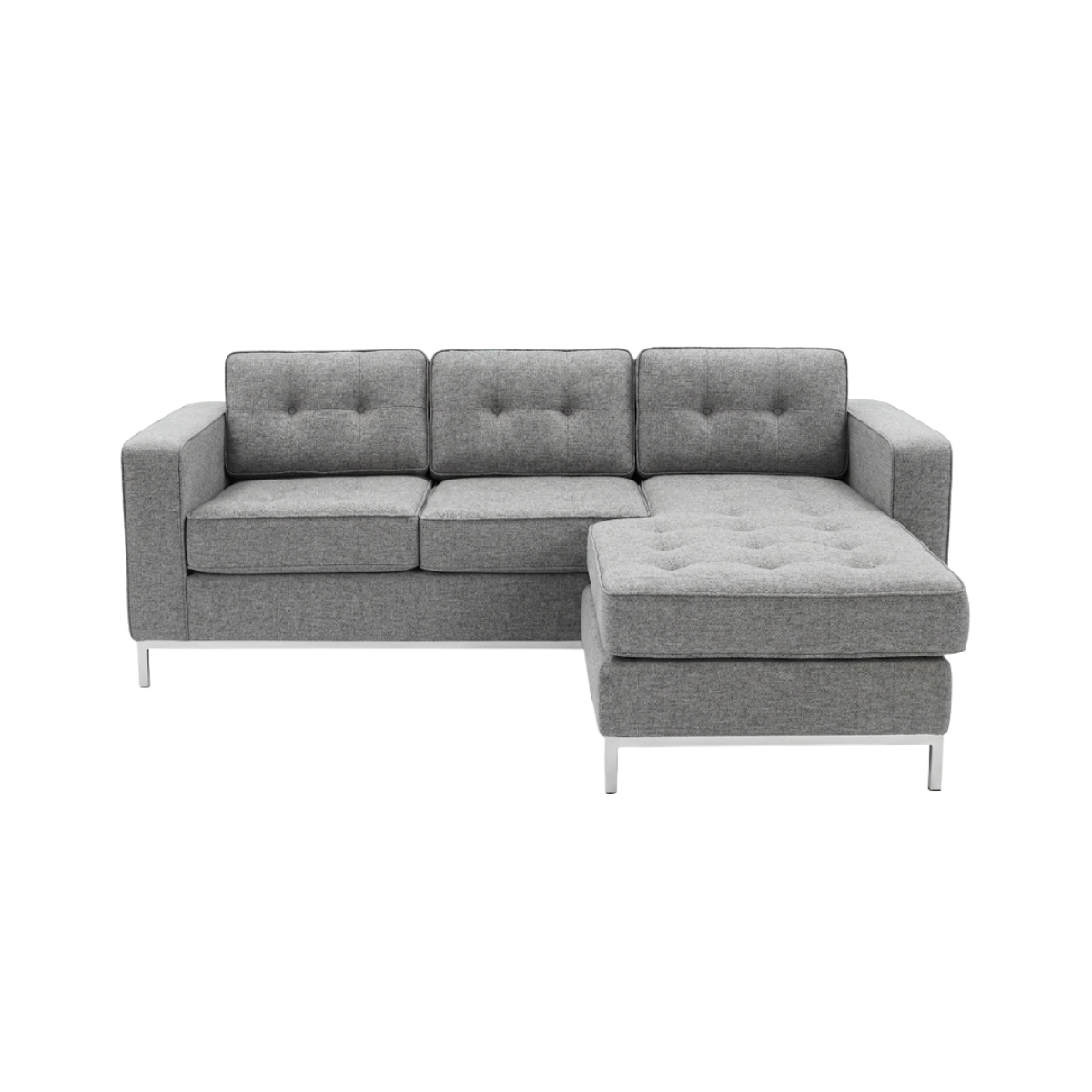 Jane Parliament Stone Chrome Base Sectional - 82in