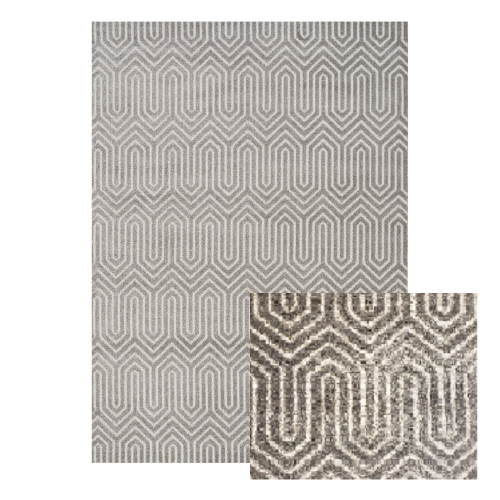 Cream & White Geometric Greek Rug