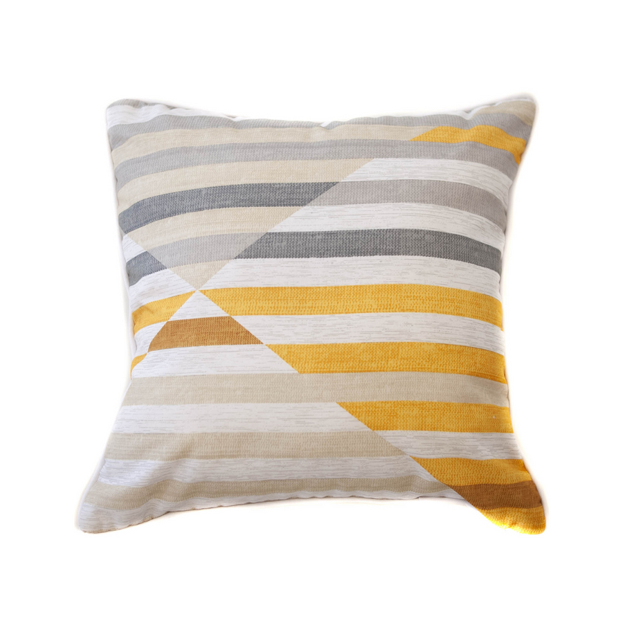 17" x 17" Pre-stuffed Yellow, White & Grey Stripe Pillow