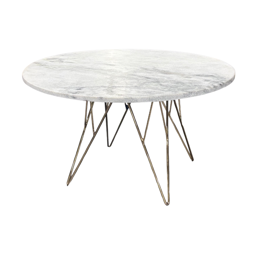 End Table - Round Marble Top Brass Legs