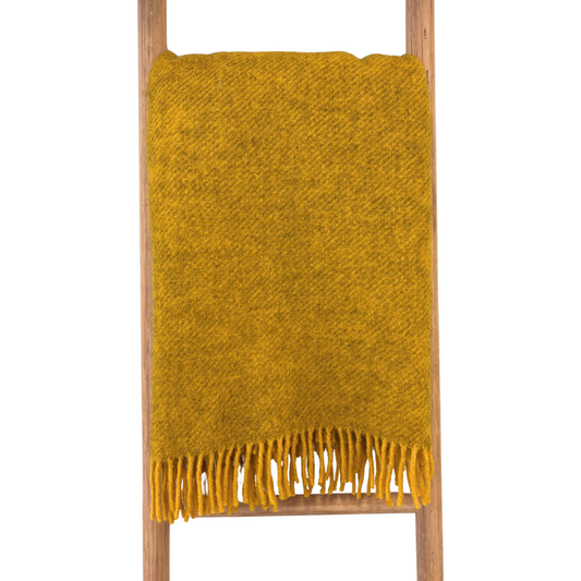 Gotland Golden Yellow Throw With Fringe