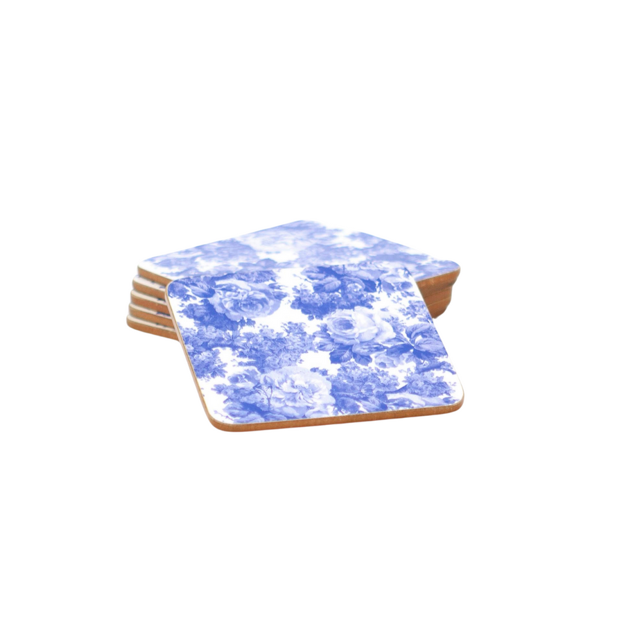 Blue Roses & Cork Back Coasters