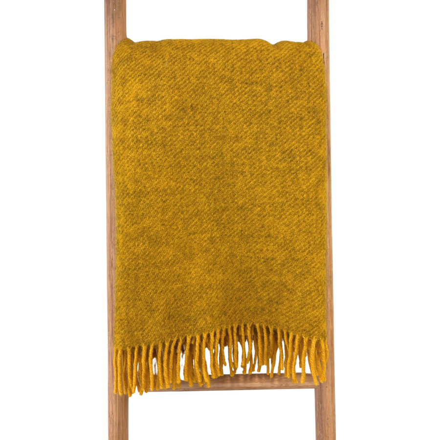 Gotland Golden Yellow Throw With Fringe