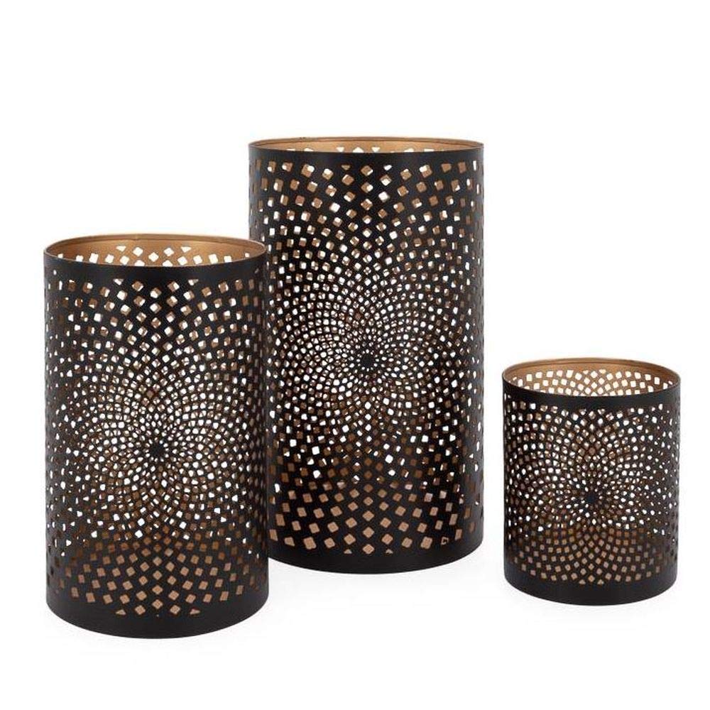 Candle Holder - Metal Cutout Black Small