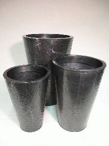 Pot - Metal Medium Round Textured Grey