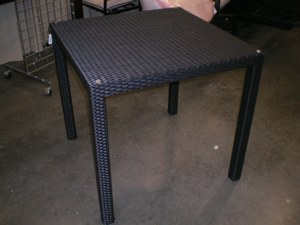 Square Black Wicker Glass Top