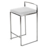 Counter Stool - White Low Back w/ Chrome