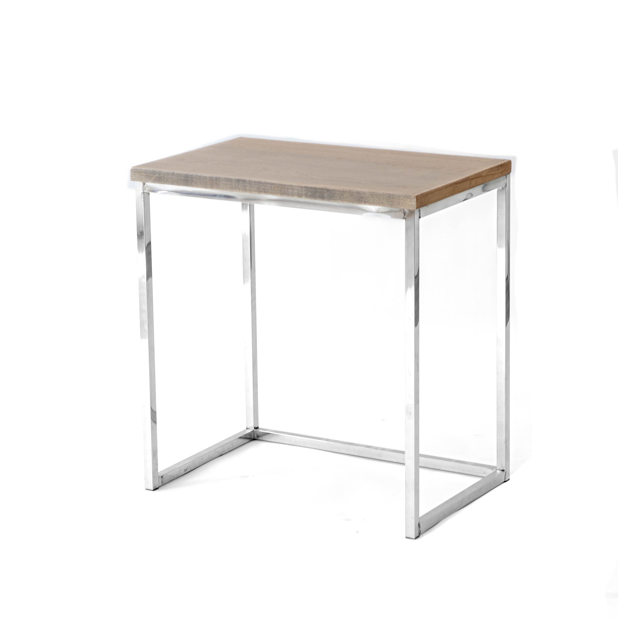 End Table - Nesting Large Wood & Chrome