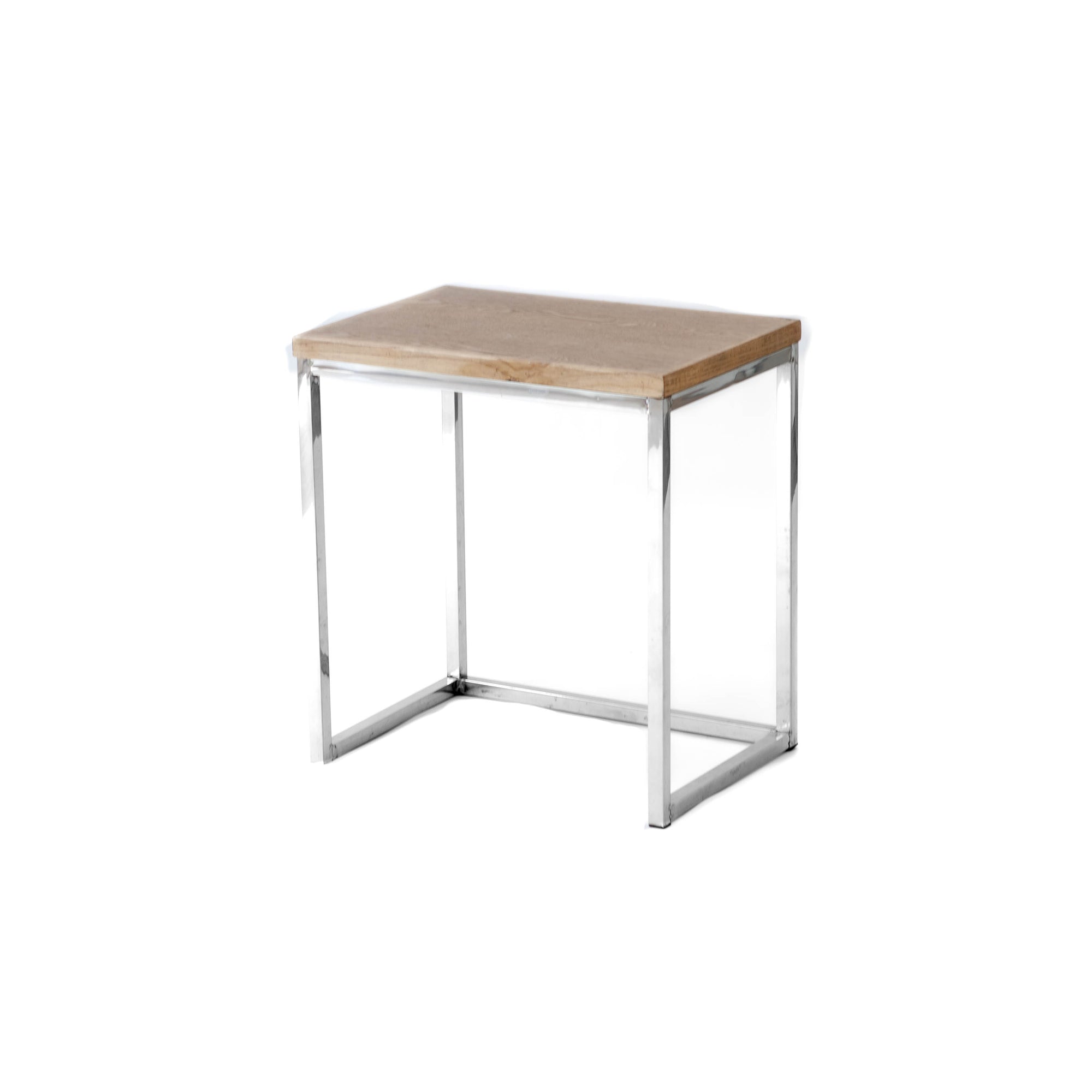 End Table - Nesting Medium Wood & Chrome