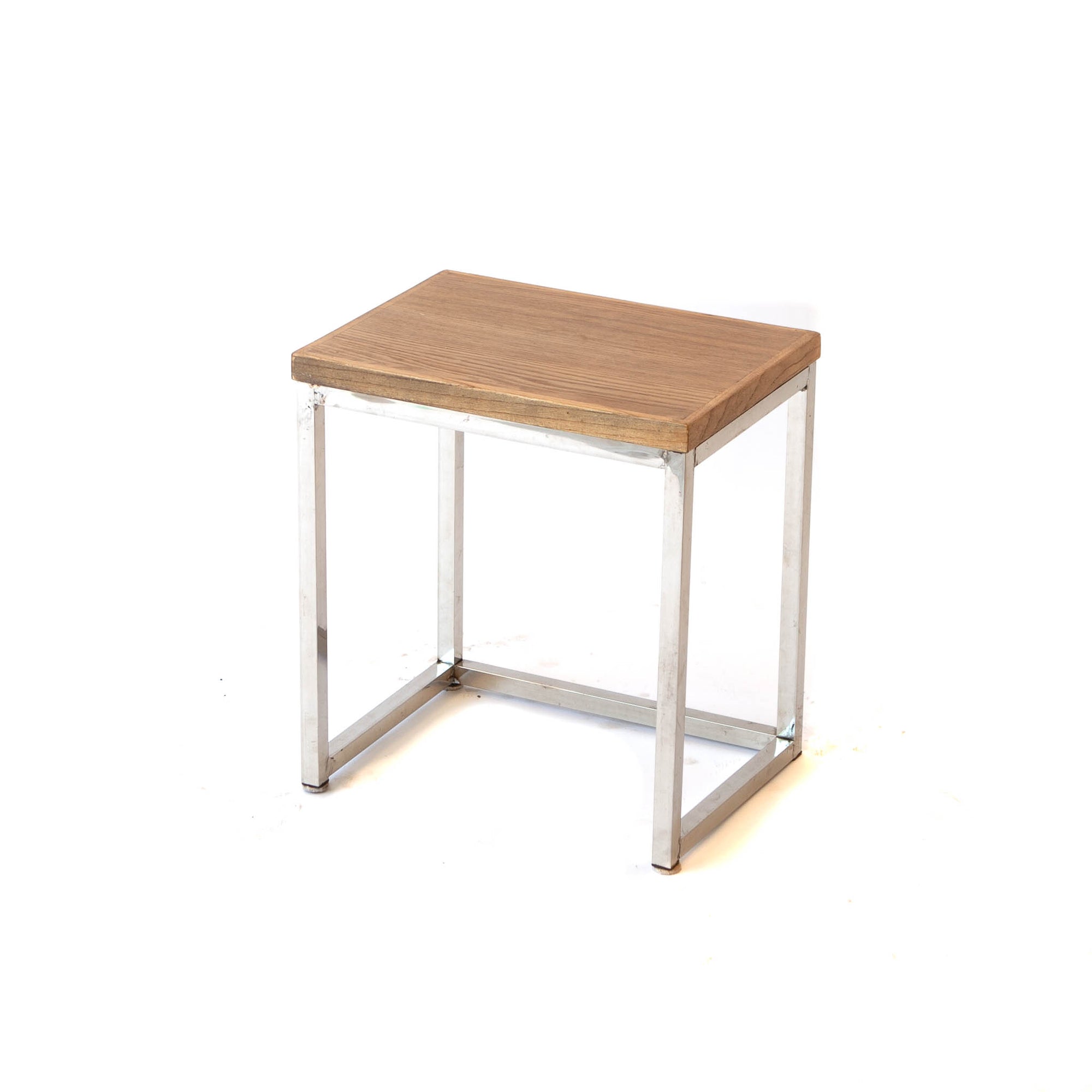 End Table - Nesting Small Wood + Chrome